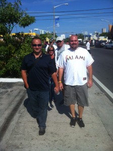 Marlins-group Walking up to Marlins Park.