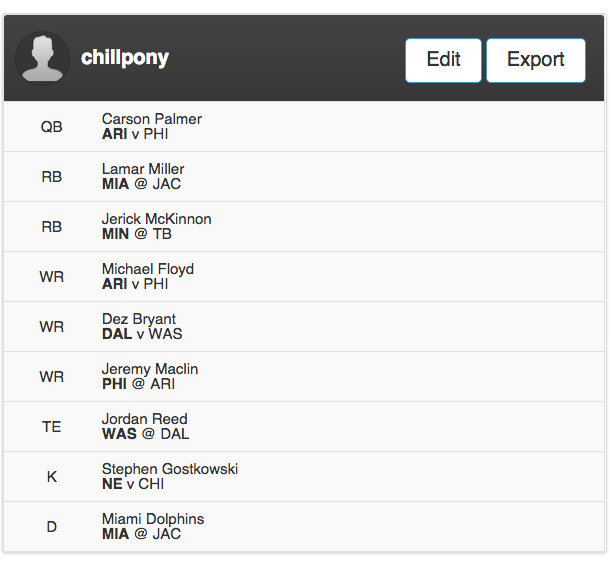 Daily Fantasy Football: Discount Diving Week 8 and FanDuel Cheat Sheet 2 Screen Shot 2014-10-25 at 7.43.29 PM