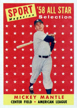 1958 Topps Baseball Mickey Mantle All-Star, N.Y. Yankees #487