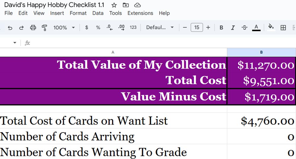 Download Your FREE Happy Hobby Collection Checklist! 4 Happy Hobby Collection Checklist - Total Value