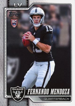 Ranking the 11 Best 2026 Topps Football Rookie Cards 1 2026 Topps Football Fernando Mendoza 301 - Best 2026 Topps Football Rookie Cards